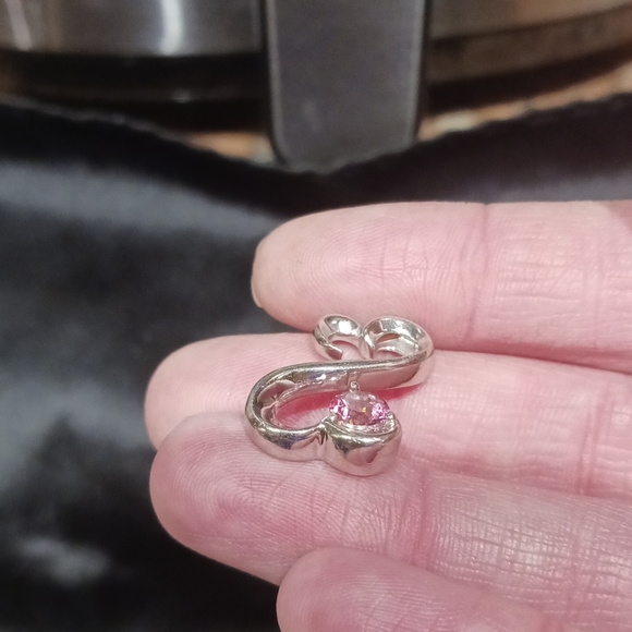 AJ Pink Topaz Sterling Silver Open Hearts Collection Pendant 5g - Picture 2 of 5